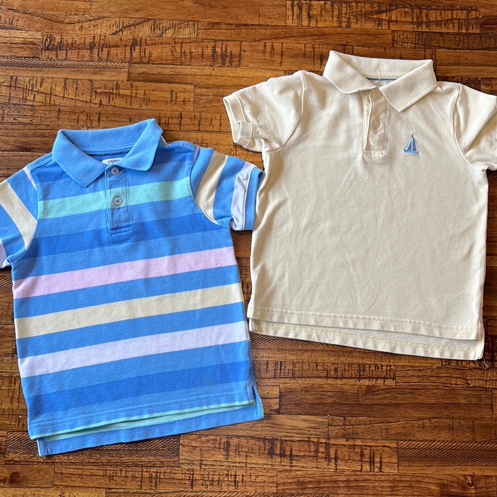 Boys Crown & ivy size 4 spring easter polos yellow blue pink green striped
